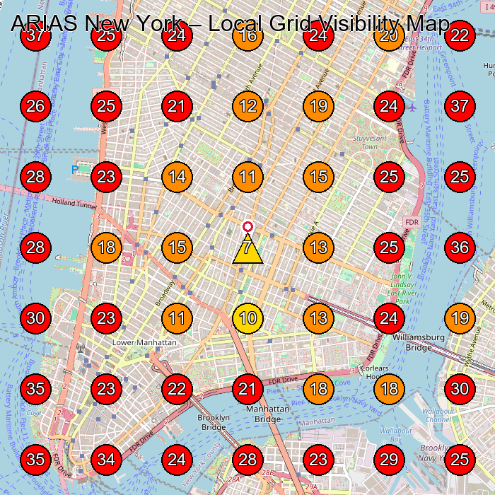 ARIAS New York GeoGrid visibility map for Fashion Designer in New York
